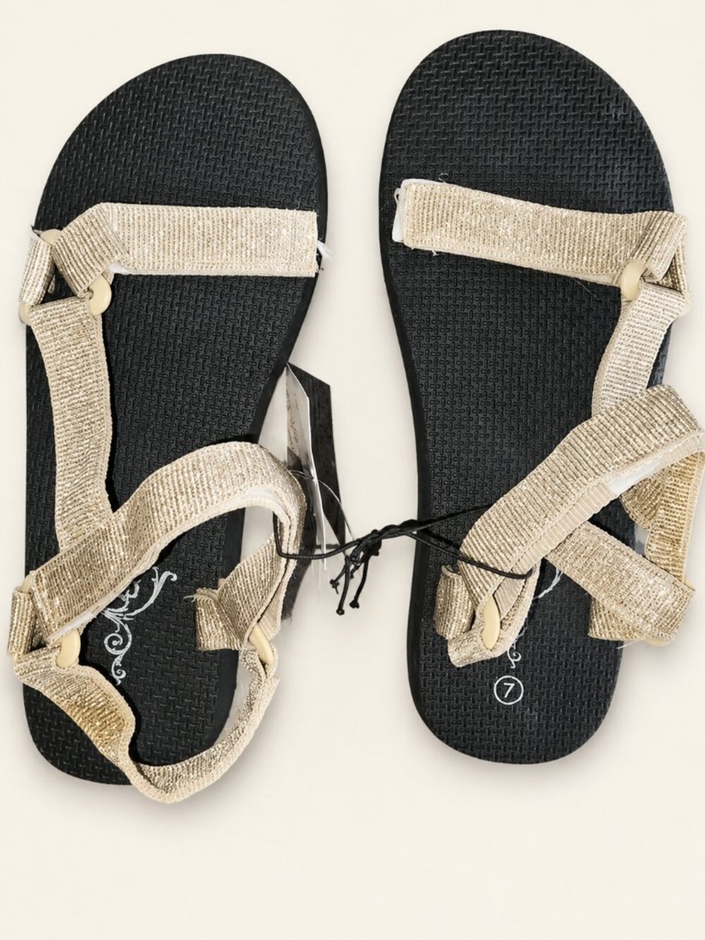 Women's Gold Canvas Adjustable‎ Canvas Sandals Size 7
